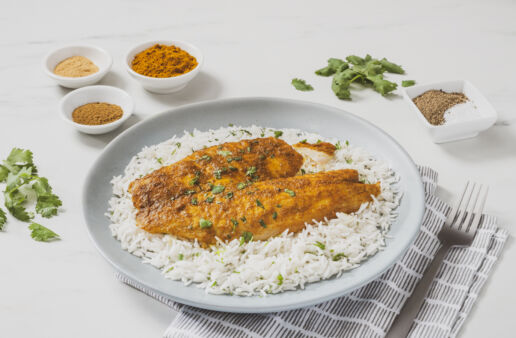 Curried-Baked-Fish-served-with-Basmati-Rice