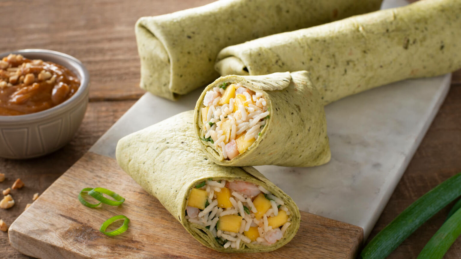 Thai Style Rice and Shrimp Wraps