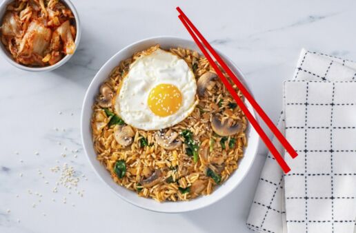 kimchi fried rice with fried egg