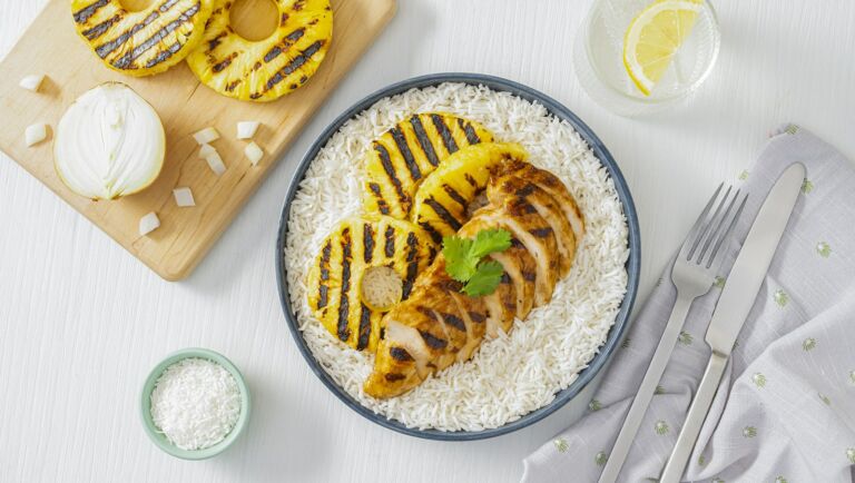 Grilled Hawaiian Chicken & Coconut Rice
