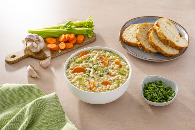 Creamy Chicken Pearl Couscous Soup