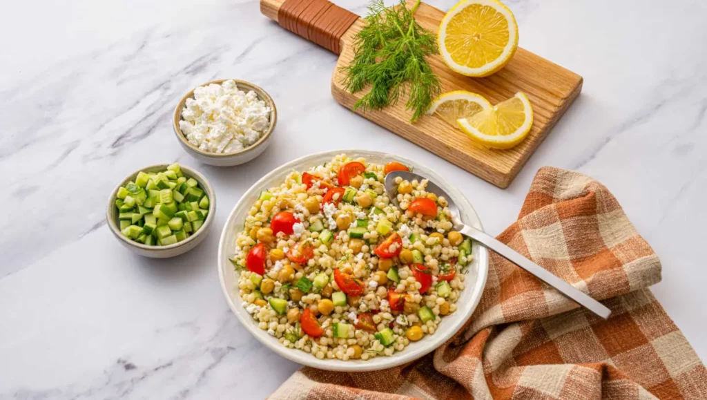 medditeranean pearl couscous salad